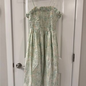 H&M Green Floral Summer Long Cotton Dress | XL